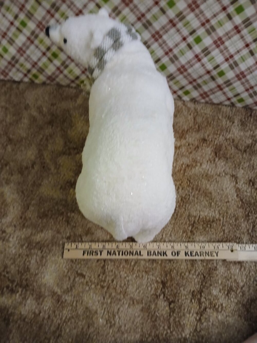 Faux Fur over Paper Mache Walking Polar Bear Indoor Christmas Winter Decoration - Picture 11 of 11